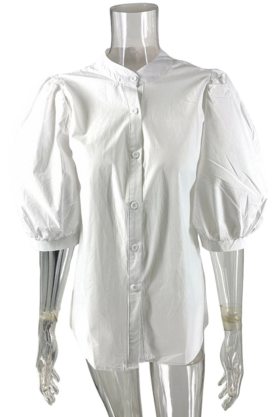 Puff Sleeve V-Neck Blouse