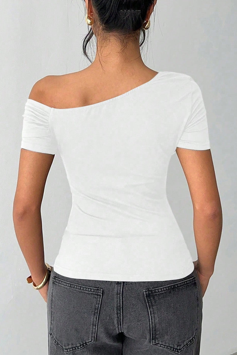 Off-Shoulder Asymmetrical T-Shirt
