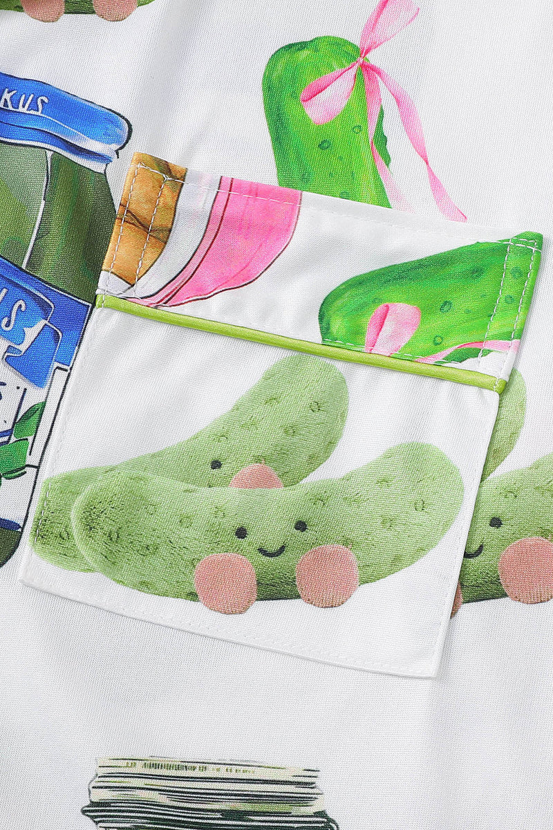 Fun Pickle Print Short Sleeve Pajama Set