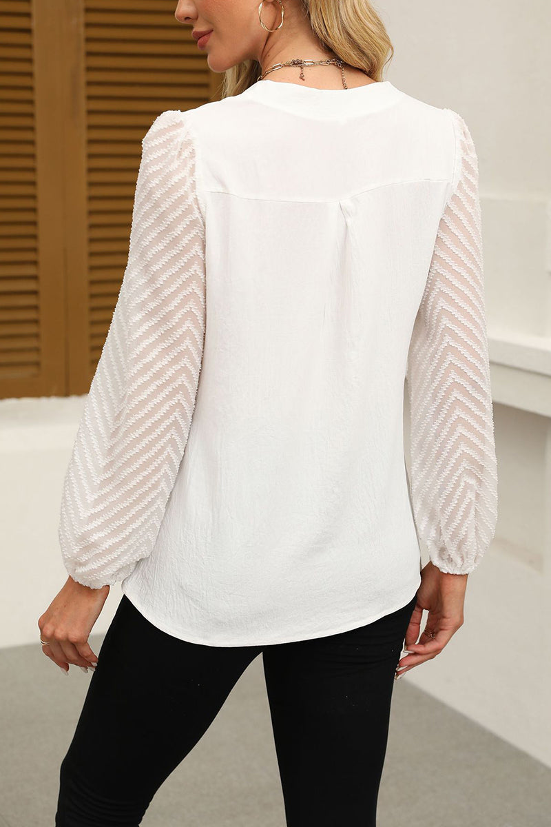 Elegant V-Neck Long Sleeve Blouse