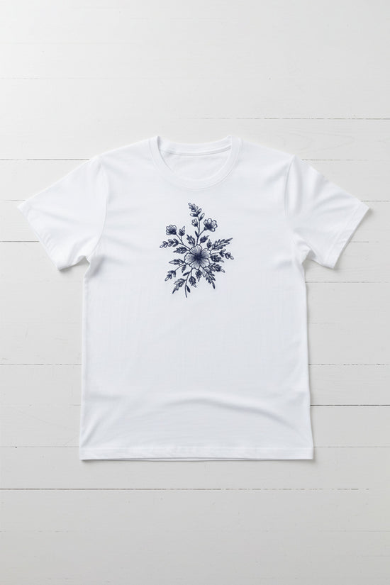 Botanical Bloom Embroidered T-Shirt