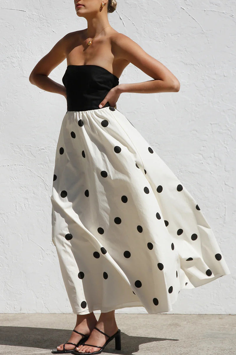 Strapless Polka Dot Maxi Dress