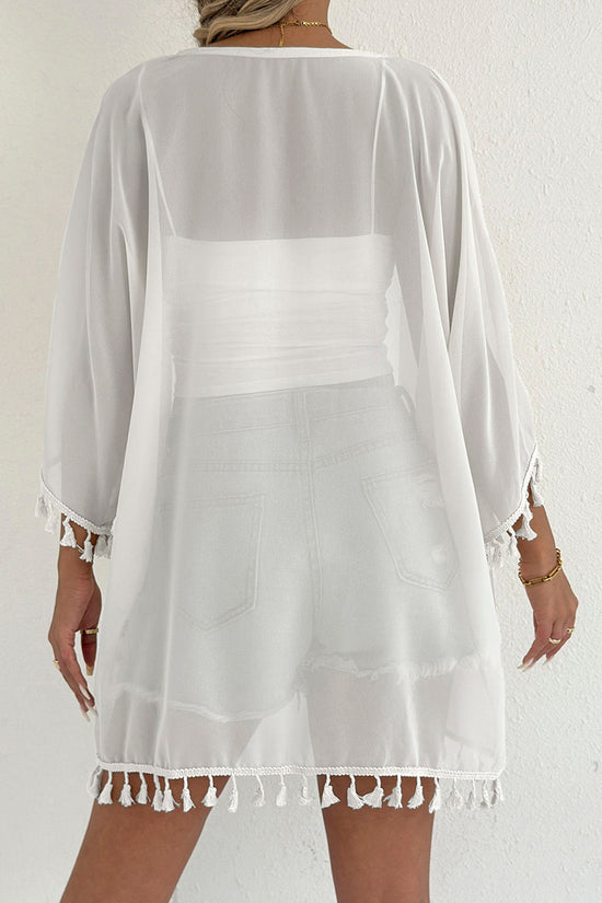 Tassel Trim Open-Front Cover-Up