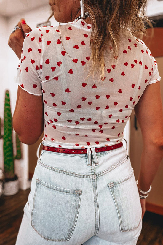 Heart Pattern Short Sleeve T-Shirt