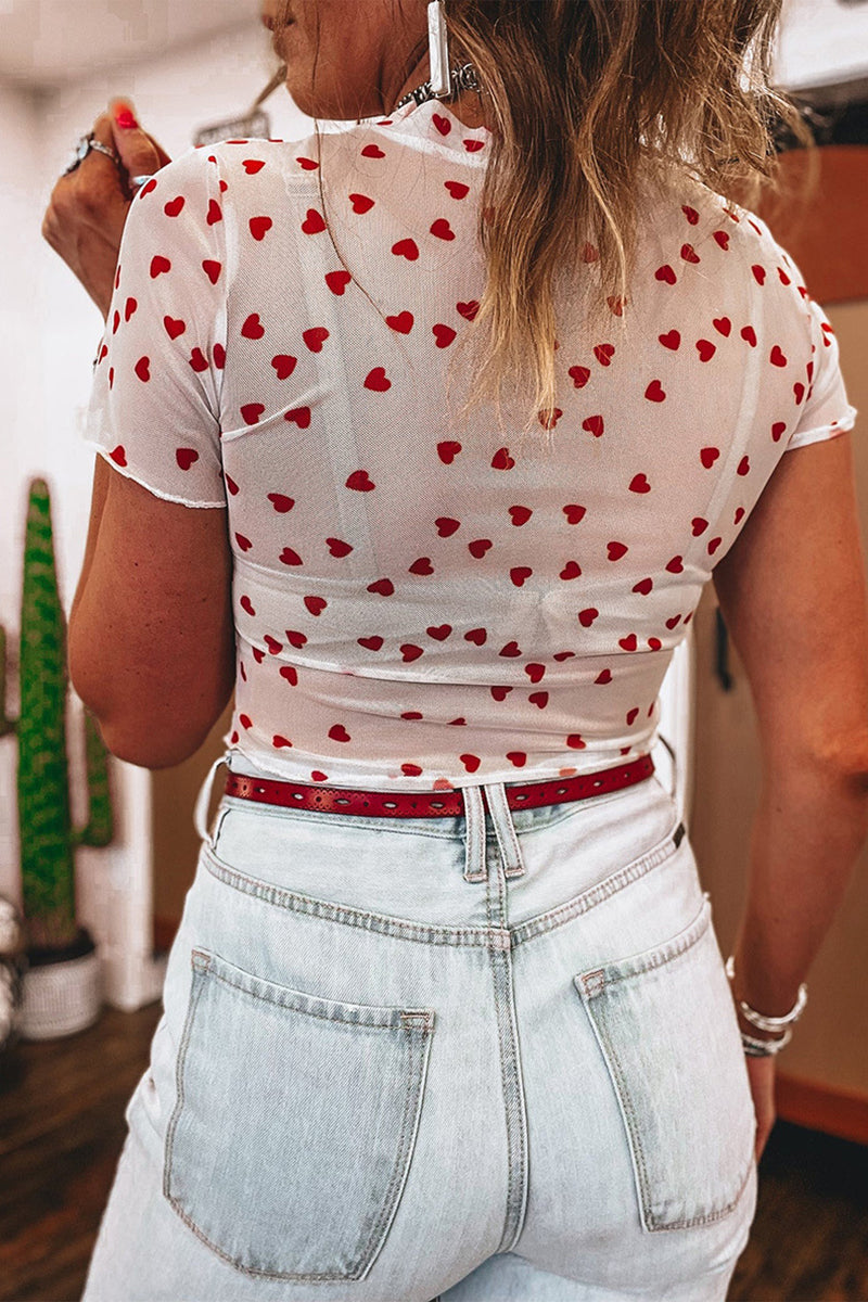 Heart Pattern Short Sleeve T-Shirt