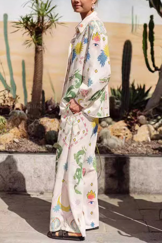 Abstract Print Relaxed Pants Set