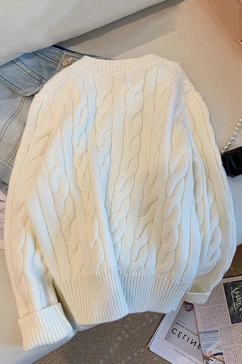 Classic Cable Knit Button Down Cardigan