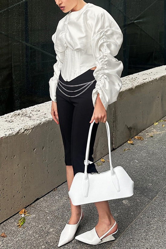 Voluminous Sleeve Corset Blouse
