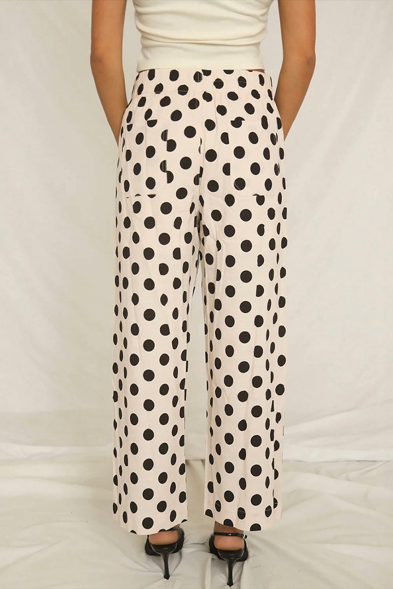 Polka Dot Pocket Loose Pants