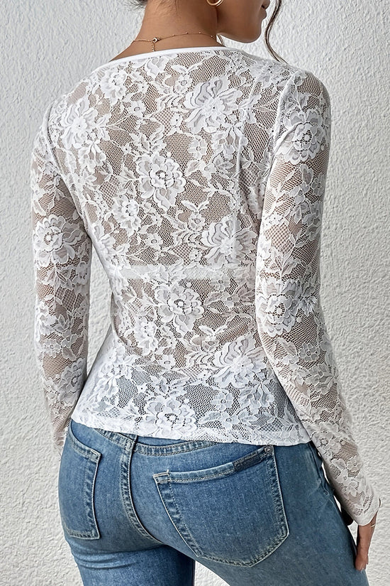 Lace Long Sleeve Bodycon Top