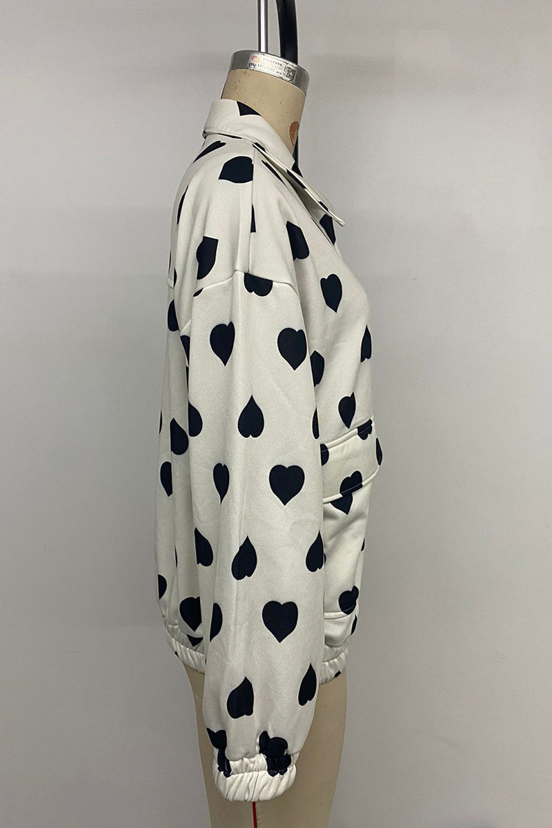 Heart Print Casual Jacket