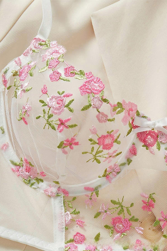 Floral Pattern Lingerie Set