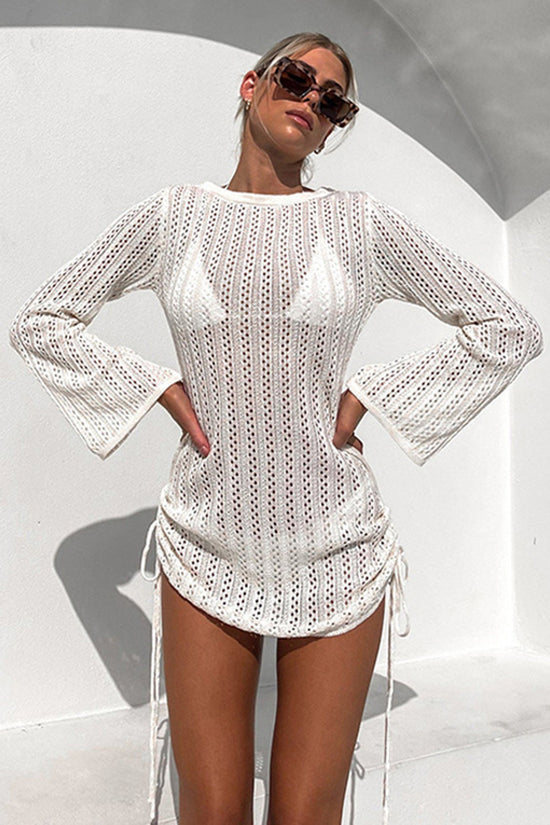 Eyelet Bell Sleeve Cover-Up Dress