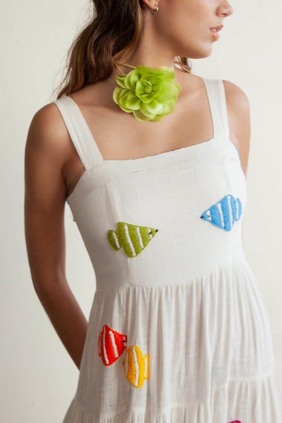 Colorful Fish Print Maxi Dress
