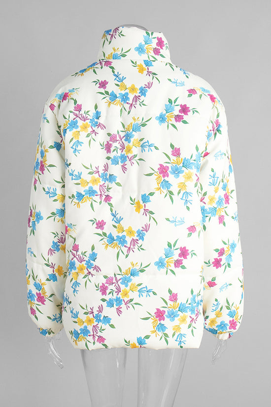 Floral Patterned Winter Puffer Coat