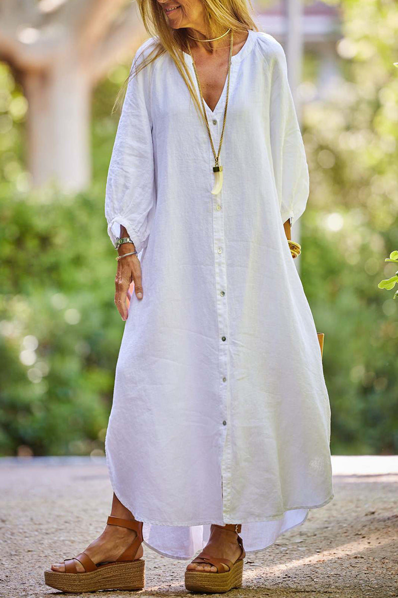 Button-Down Long Sleeve Casual Dress