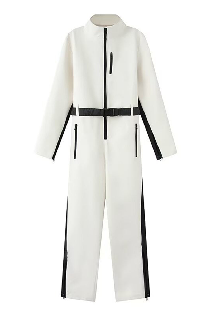 Sleek Belted Long Sleeve Jumpsuit