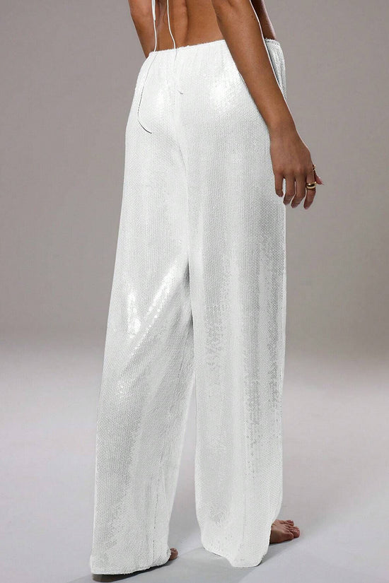 Sparkly Wide-Leg Casual Pants