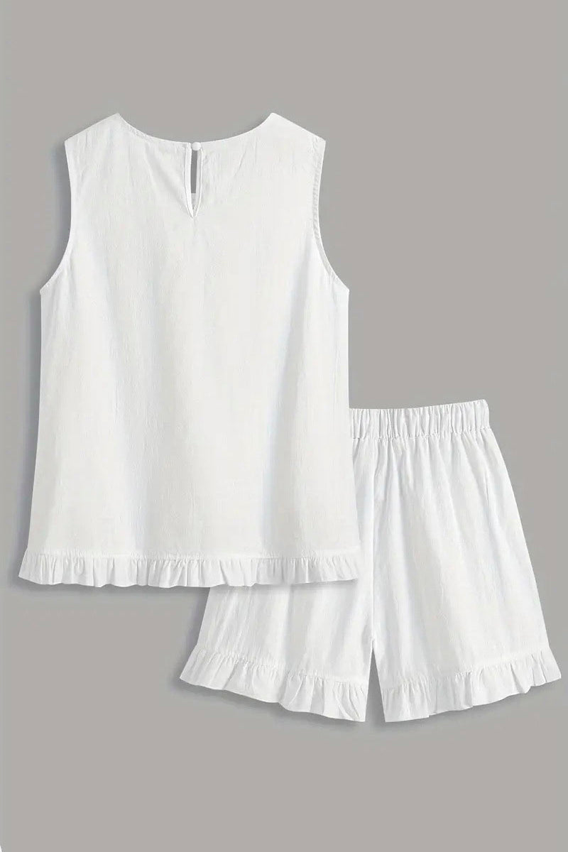 Sleeveless Ruffled Two-Piece Set