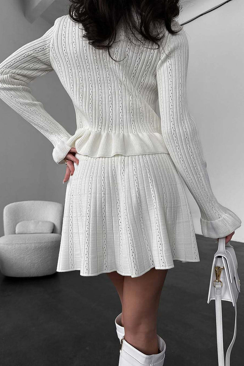 Chic Cardigan and Skirt Combo