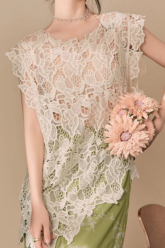 Sleeveless Crochet Hollow Cover Up Top