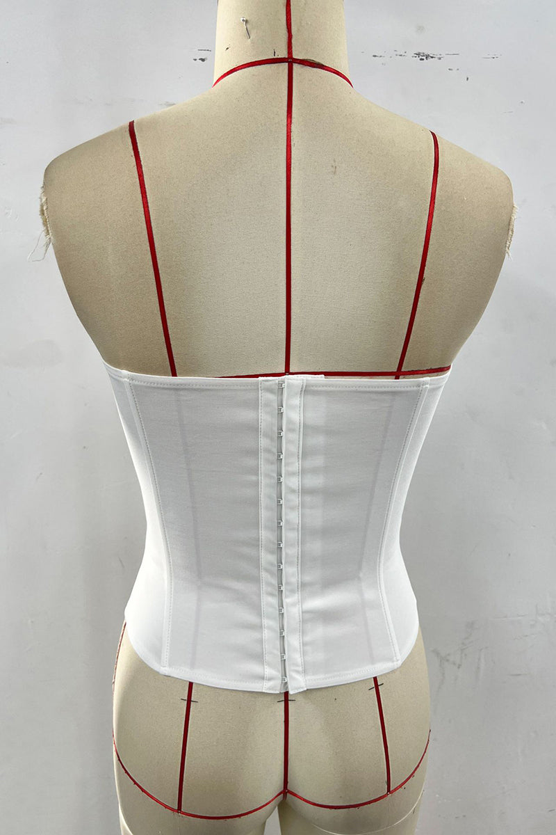 Strapless Corset Top with Bold Tie
