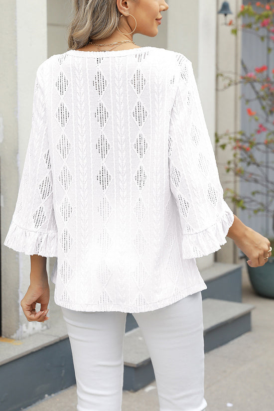 Stylish V-Neck Lace Patterned Top
