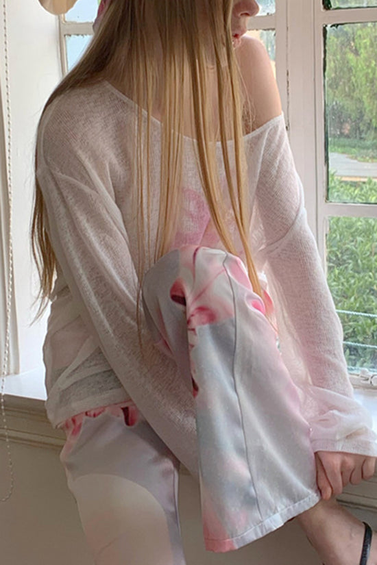 Floral Off-Shoulder Knit Top
