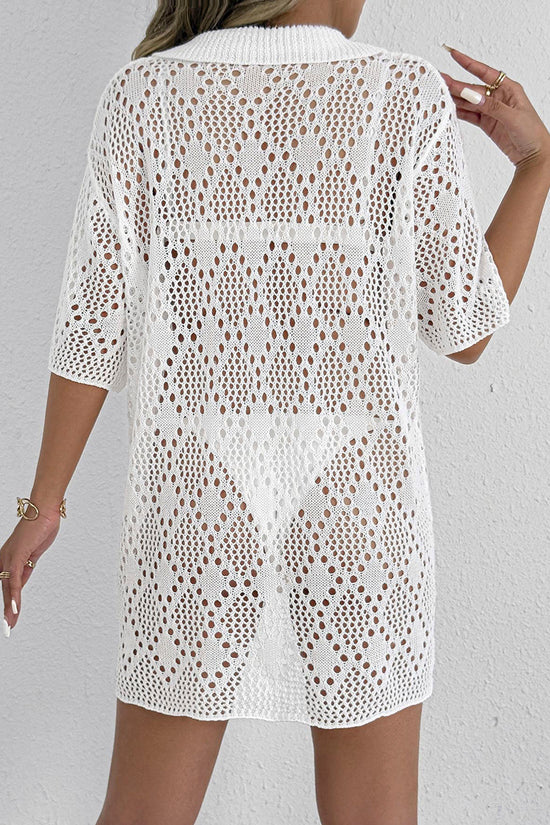 Button-Up Cutout Beach Cover-Up