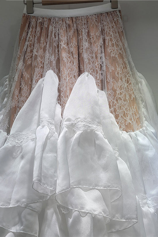 Elegant Lace Tiered Midi Skirt