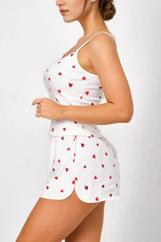 Heart Pattern Sleeveless Pajama Set