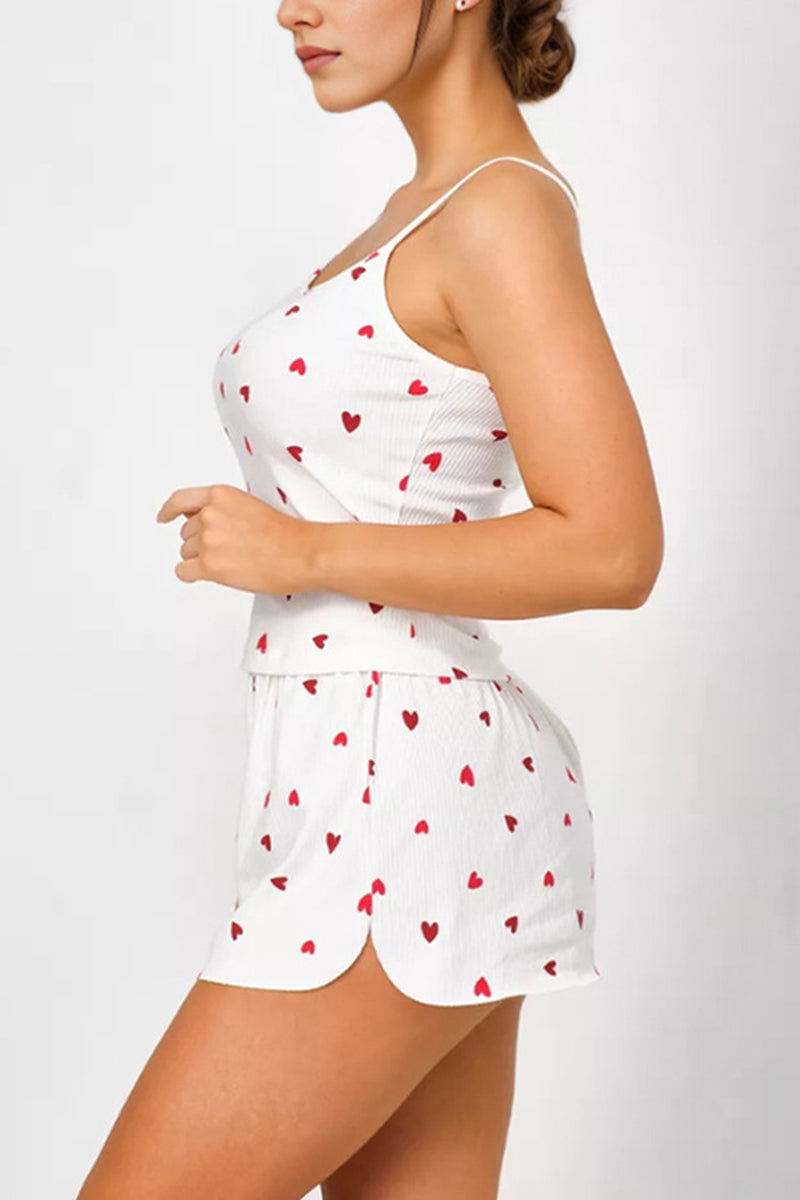 Heart Pattern Sleeveless Pajama Set