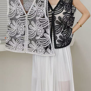 Floral Crochet Sleeveless Vest