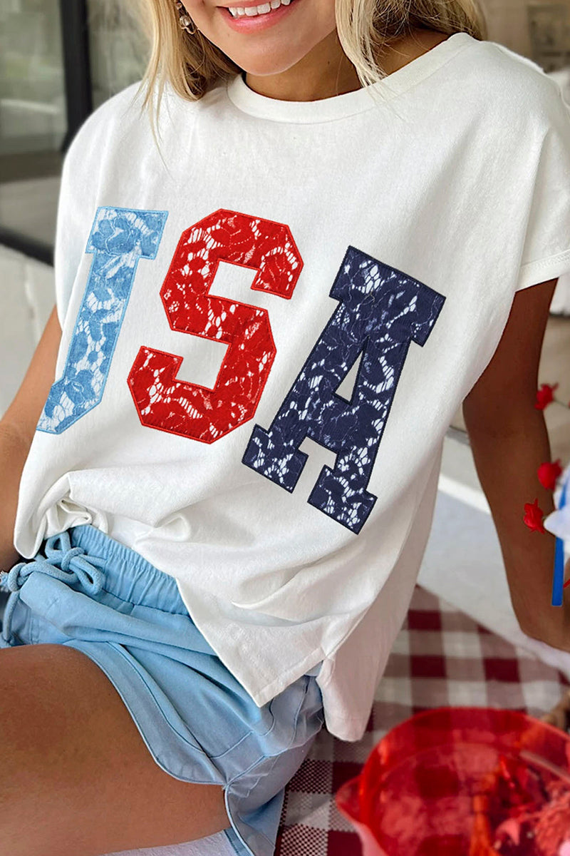 USA Color Block Letter Dolman Tee