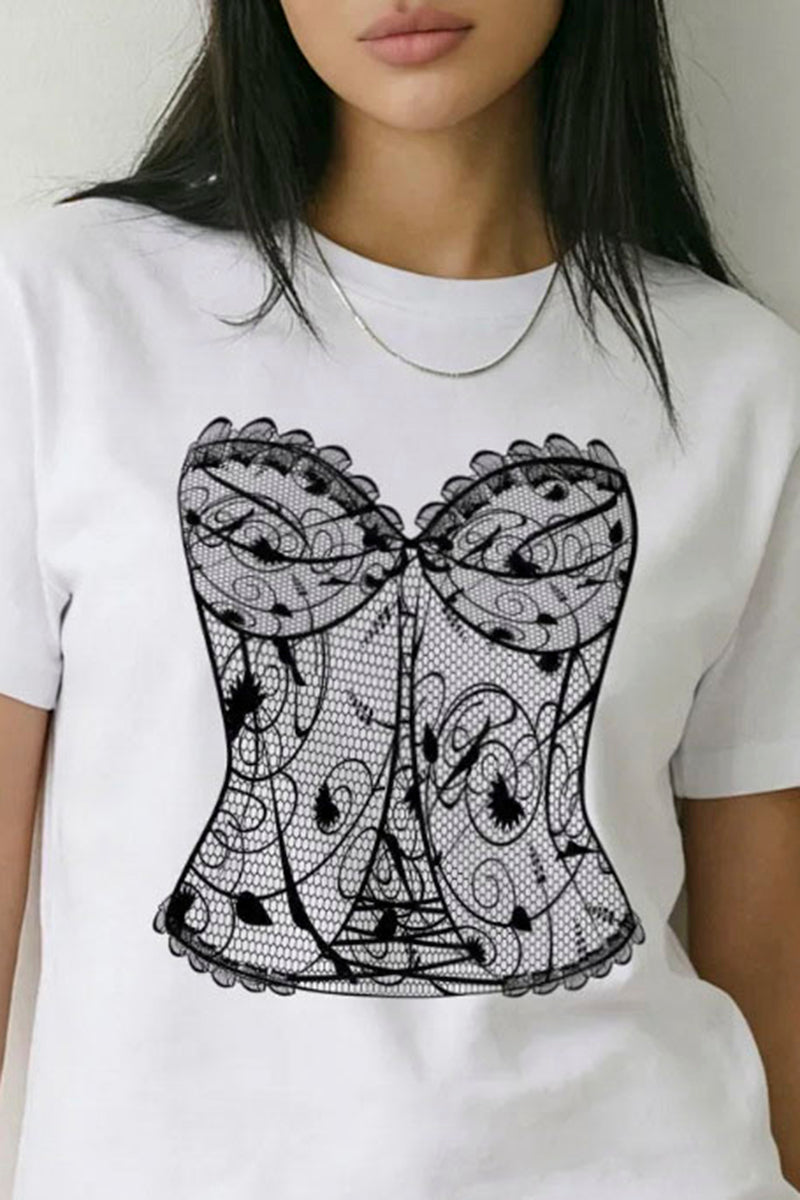 Corset Print Casual T-Shirt