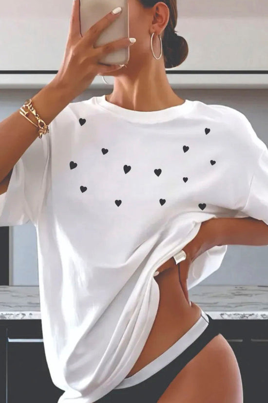 Heart Pattern Oversized T-Shirt