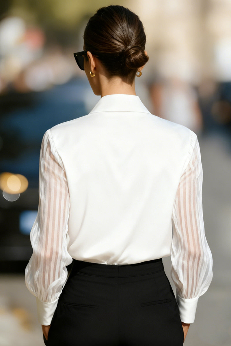 Elegant Sheer Sleeve Blouse