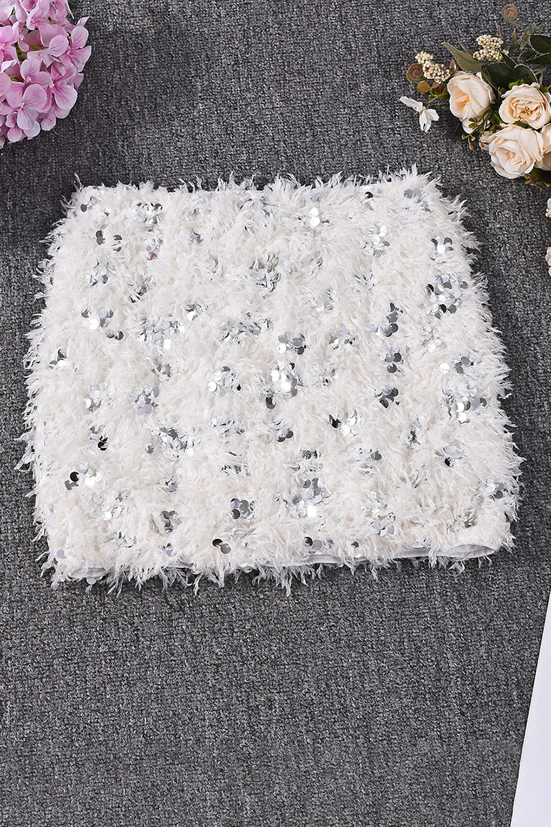 Shimmering Feathered Mini Skirt