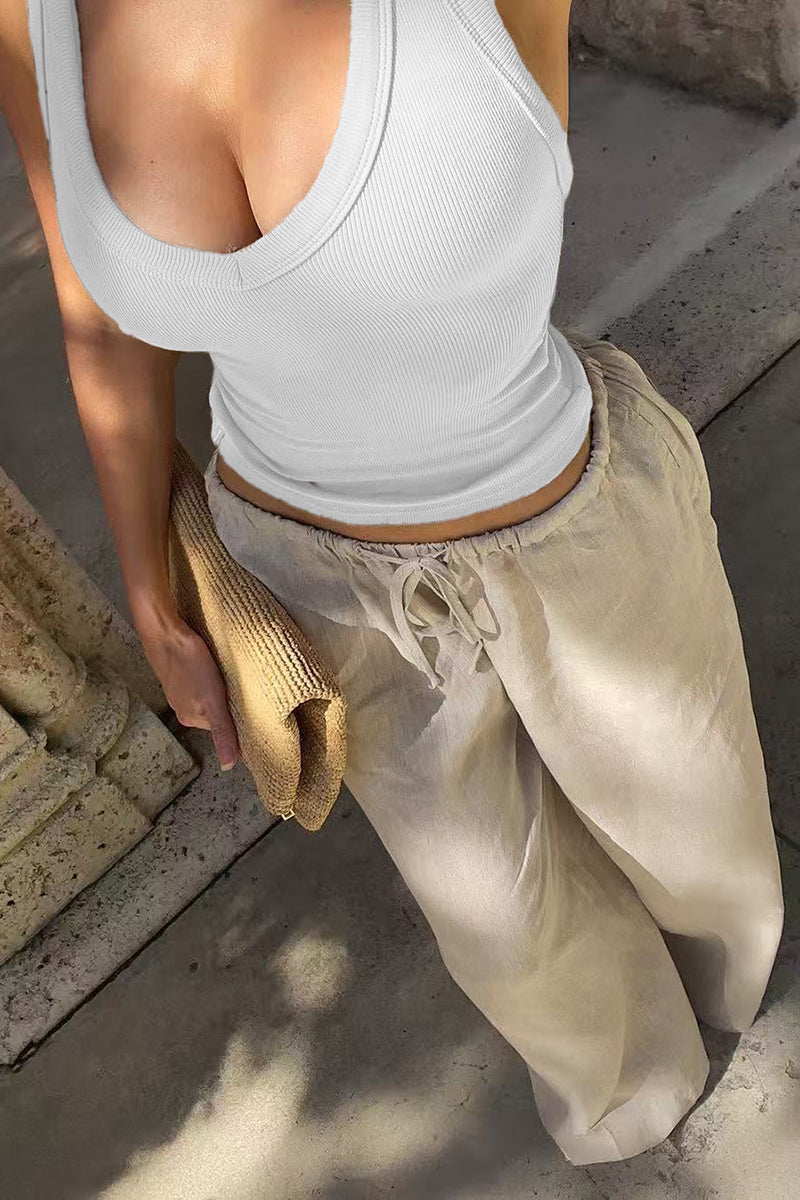 Chic Sleeveless Ribbed Tank Top