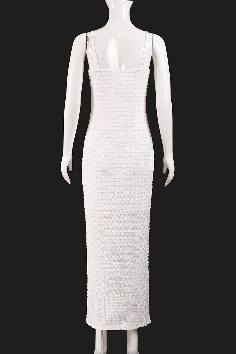 Textured Sleeveless Maxi Bodycon Dress