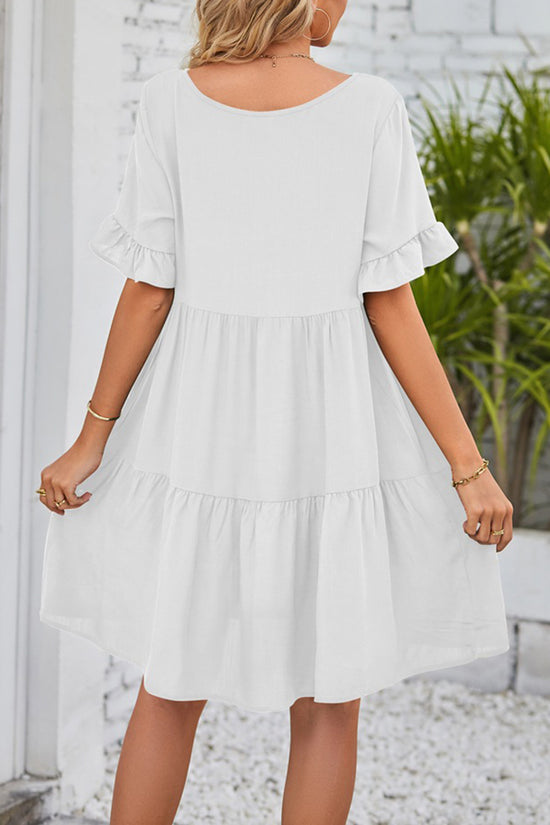 Tiered V-Neck Casual Dress