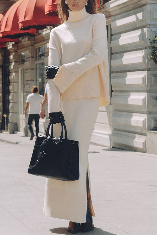 Cozy Turtleneck Sweater Skirt Set