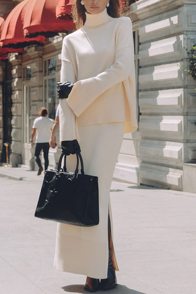 Cozy Turtleneck Sweater Skirt Set