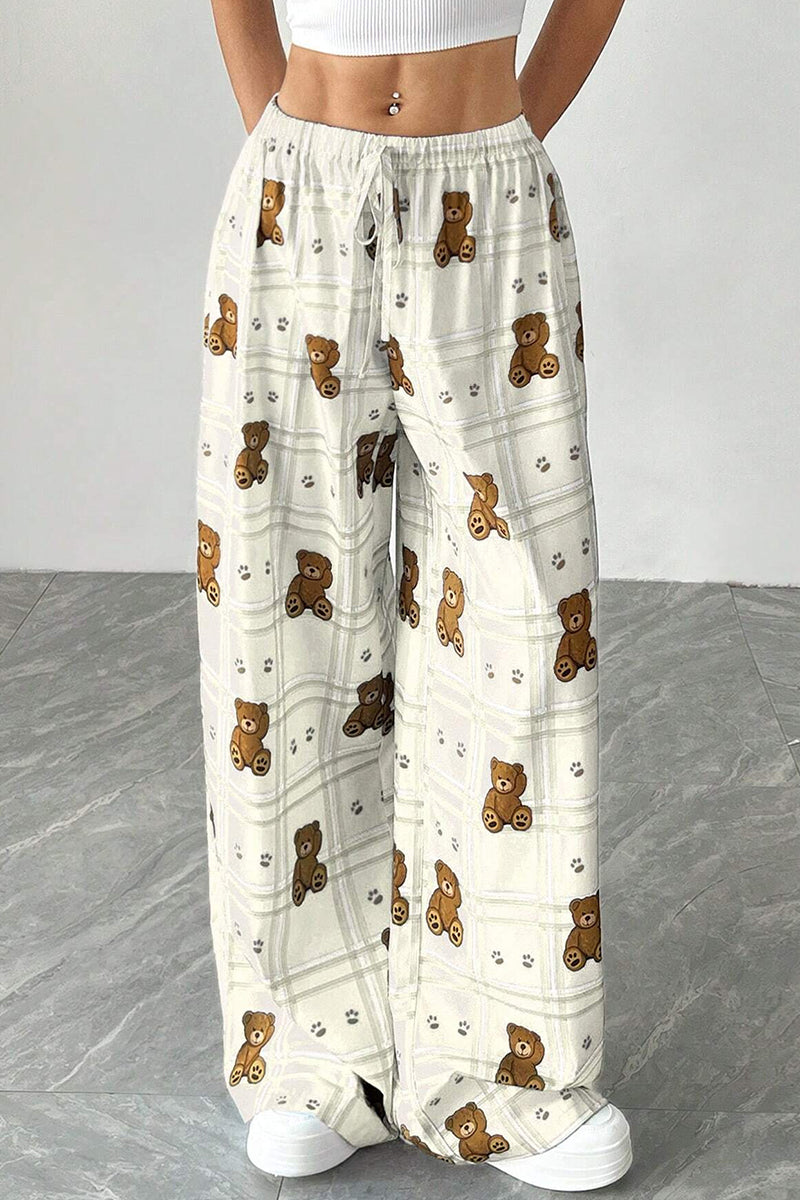 Teddy Bear Print Casual Pants