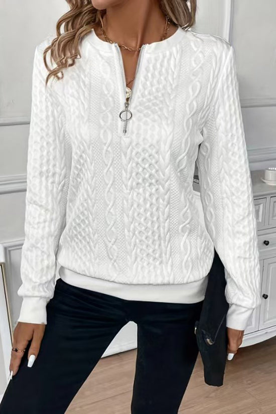 Chic Textured Zip Sweatshirt