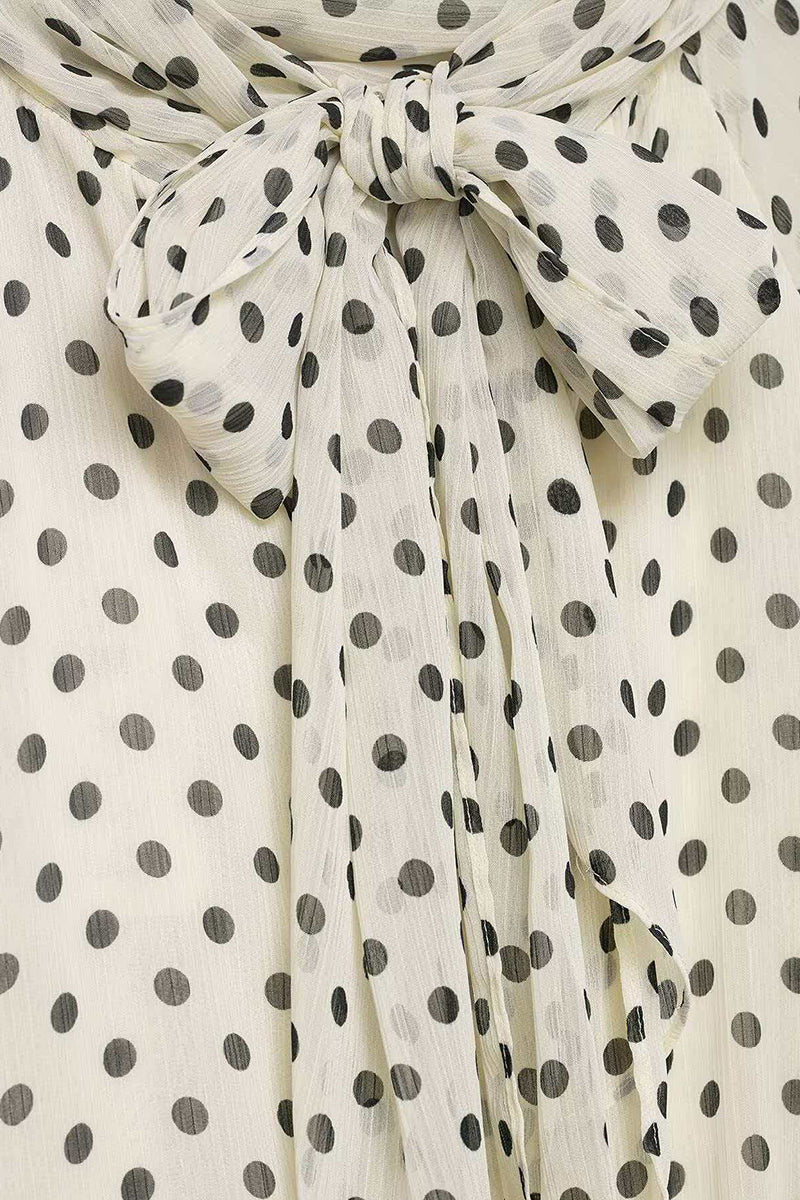 Polka Dot Bow Tie Blouse