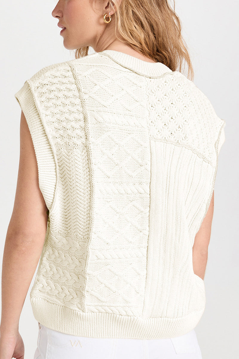 Textured Sleeveless Knit Sweater Vest
