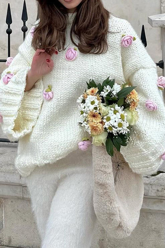 Floral Embellished Oversized Sweater