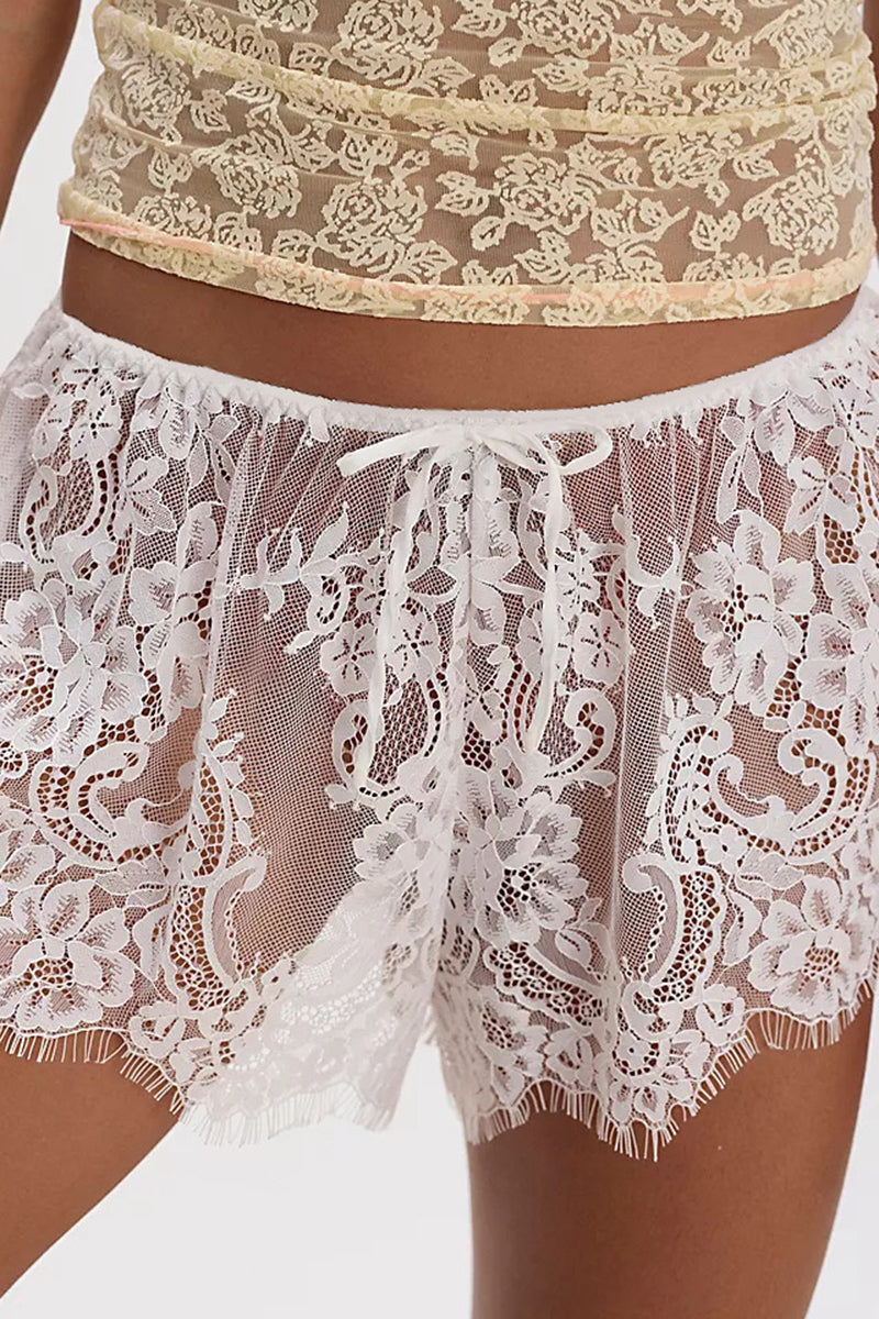 Lace Trim Casual Lounge Shorts