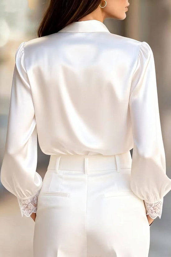 Elegant Lace Insert Blouse